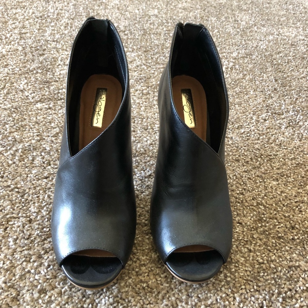 Halogen open toe booties, Black